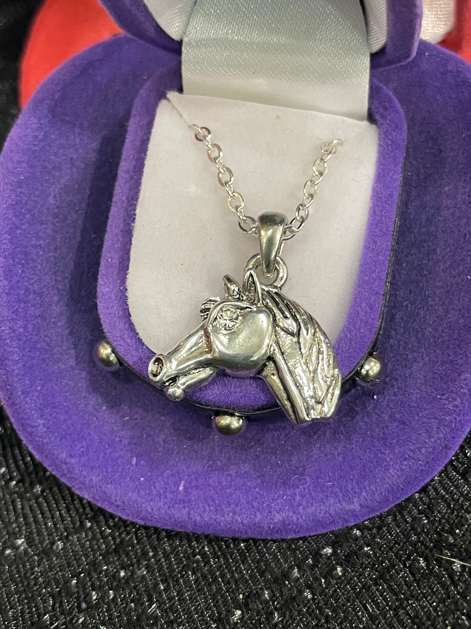 Horse Head necklace  w/ hat gift box