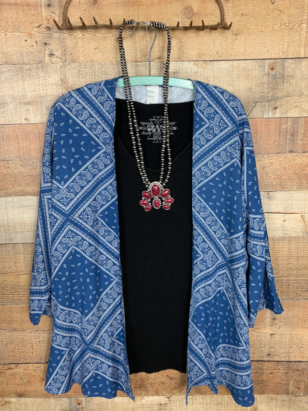 Blue Bandana Kimono