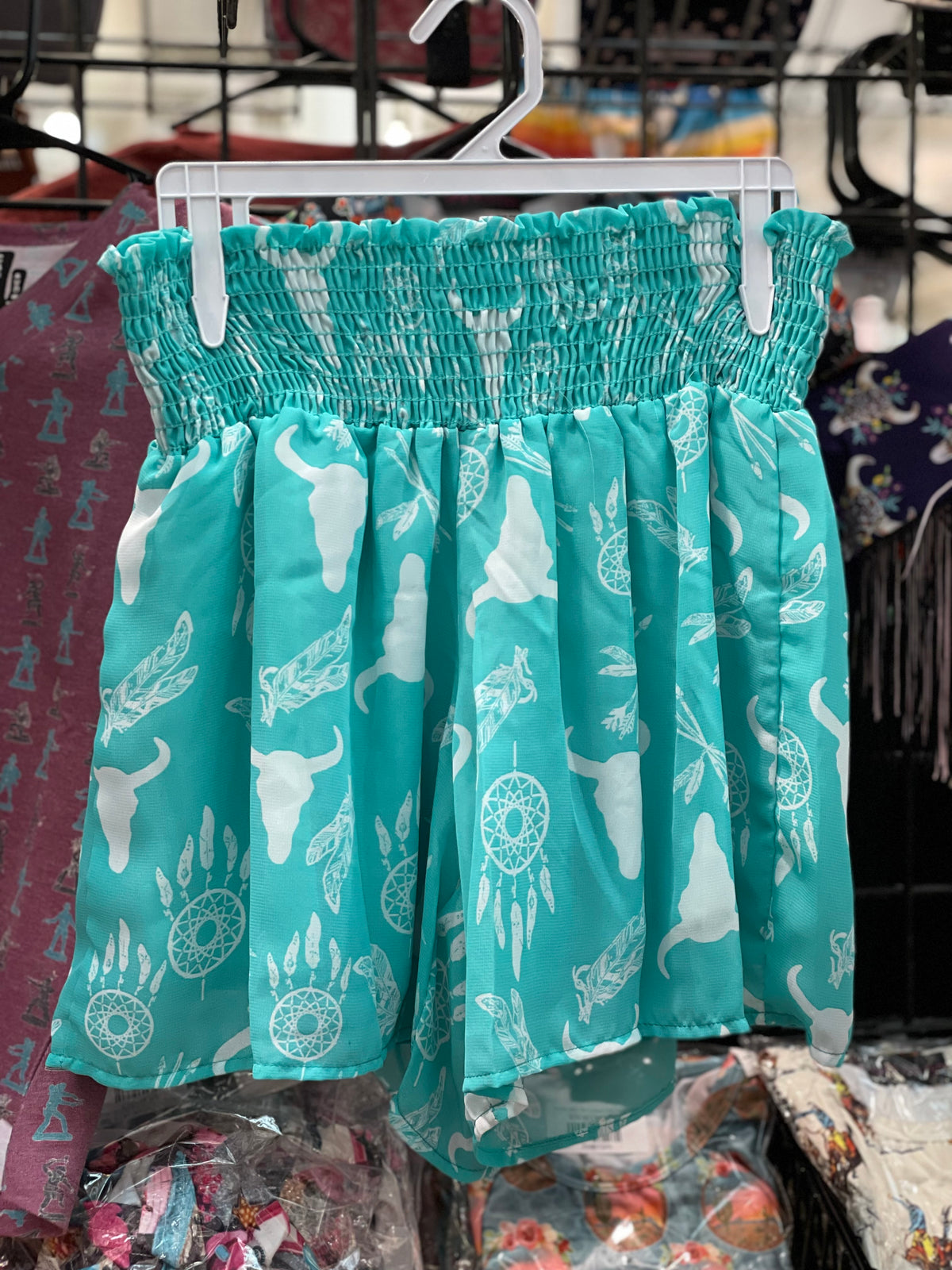 Western Print Chiffon Shorts