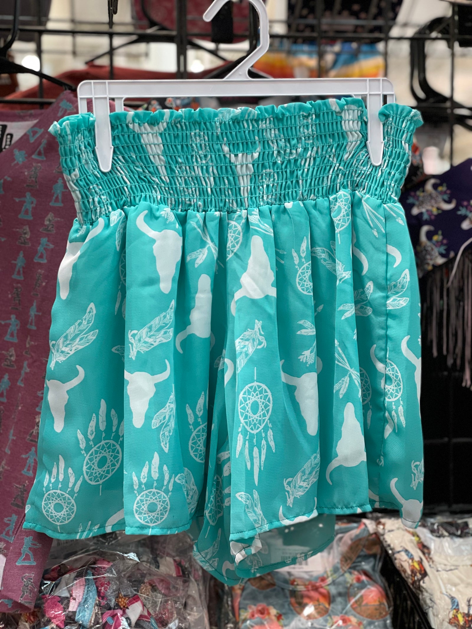 Western Print Chiffon Shorts