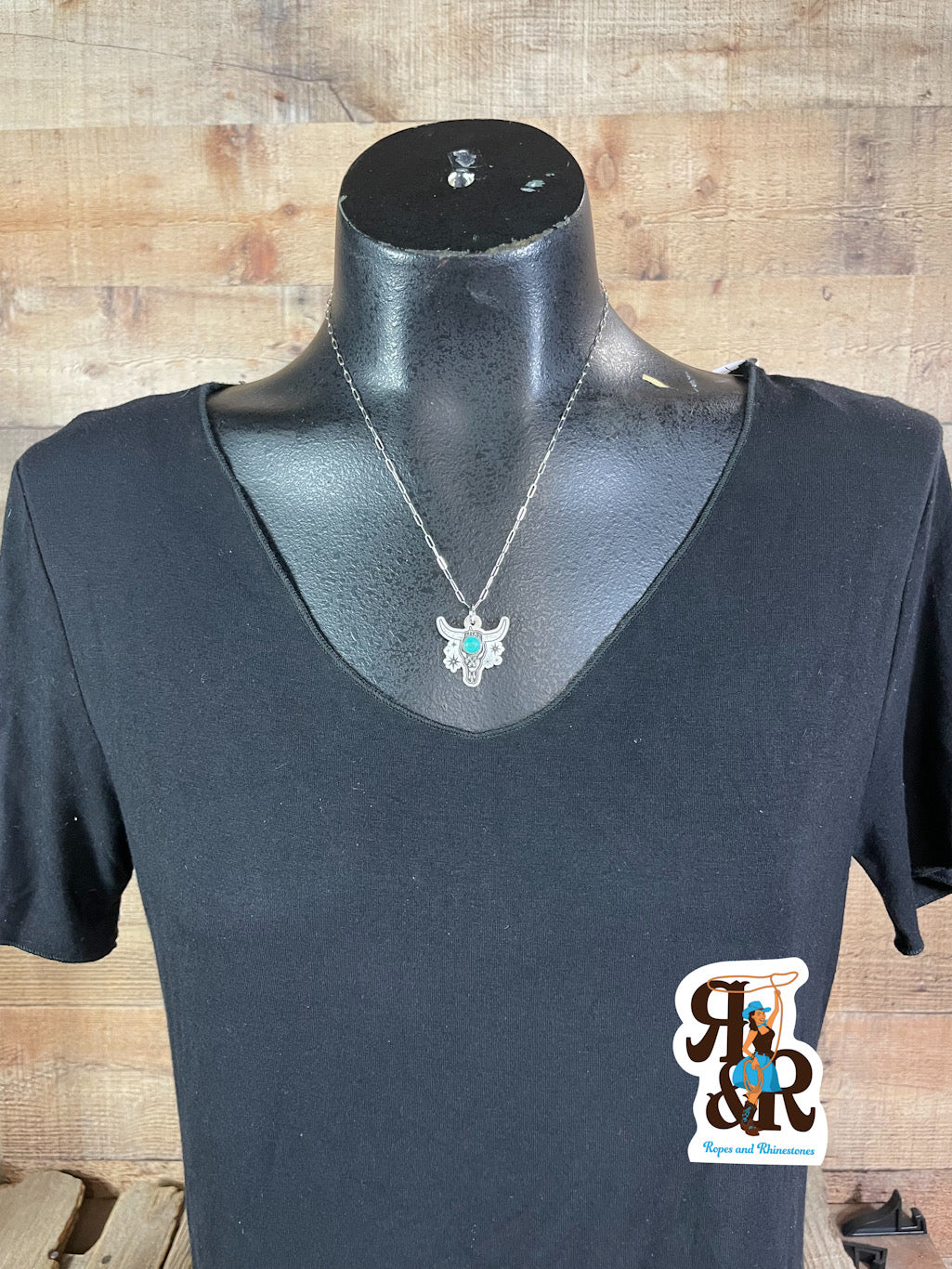 Cow Skull &amp; Turquoise Necklace