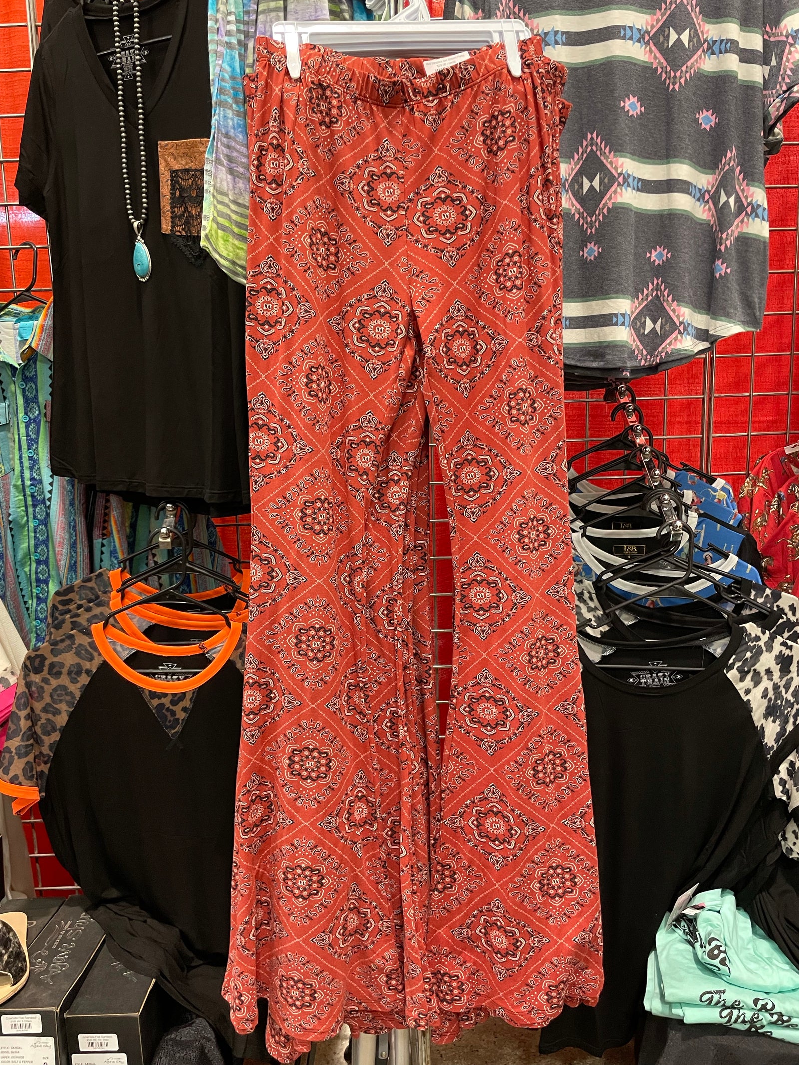 Red Bandana Bell Bottom Pants