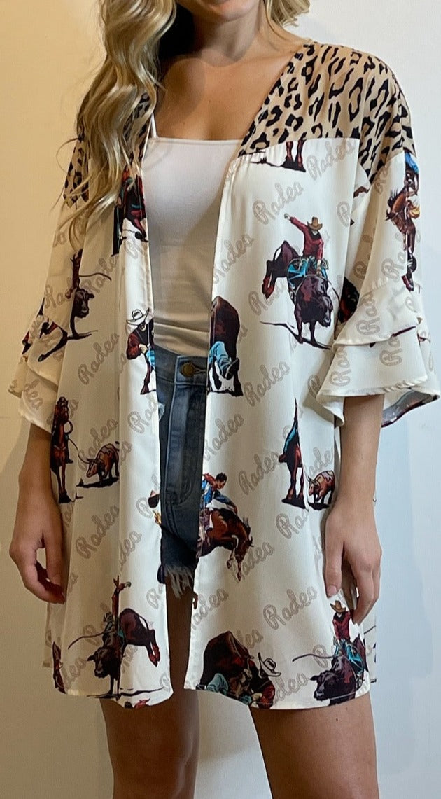 Rodeo Event Leopard Kimono