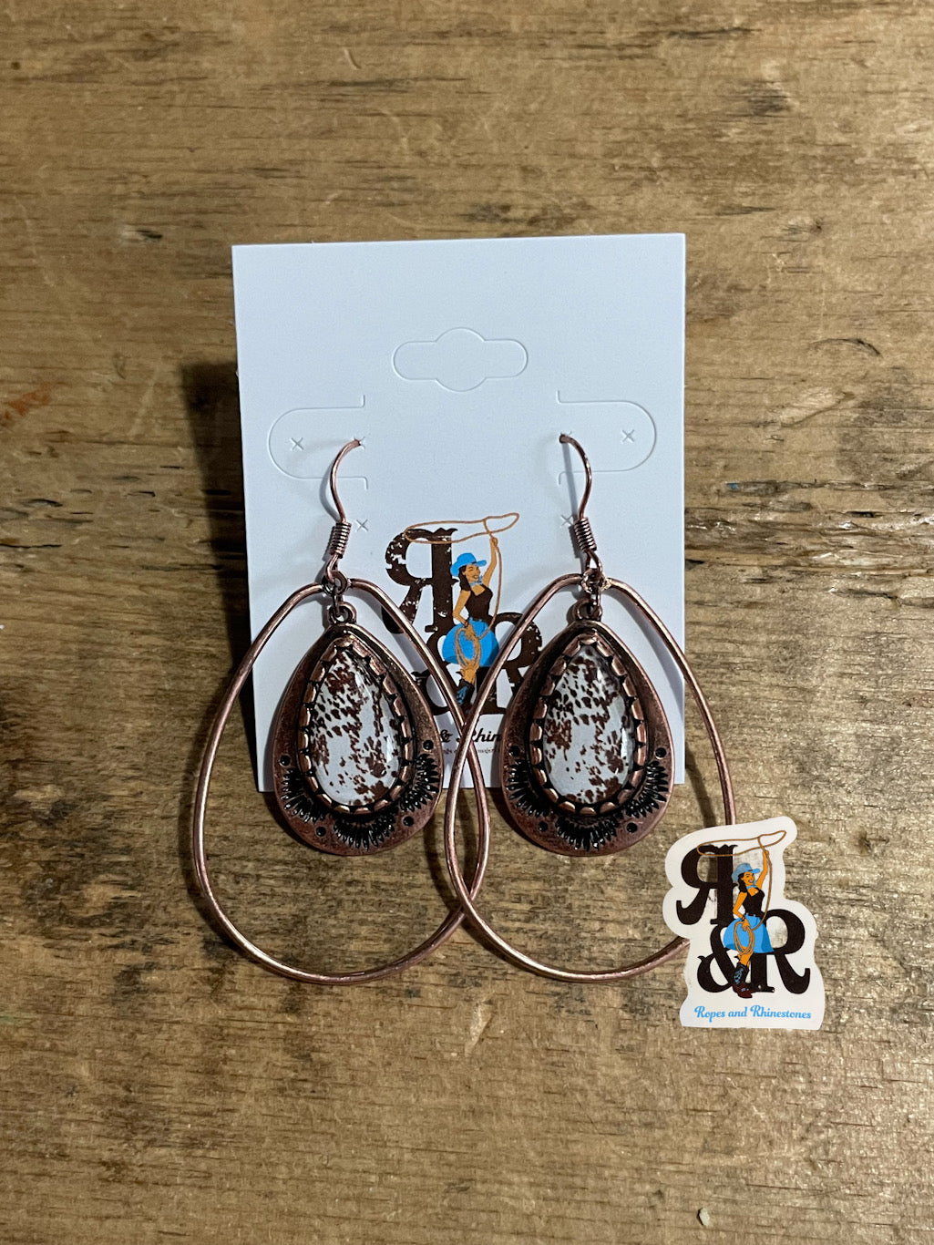 Cowhide Print Charm Hoop Earrings