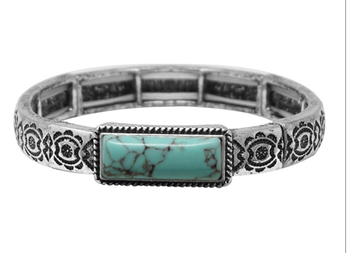 Turquoise Bar Stretch Bracelet