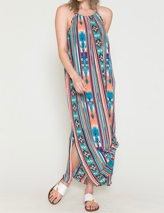 Watercolor Aztec Maxi Dress