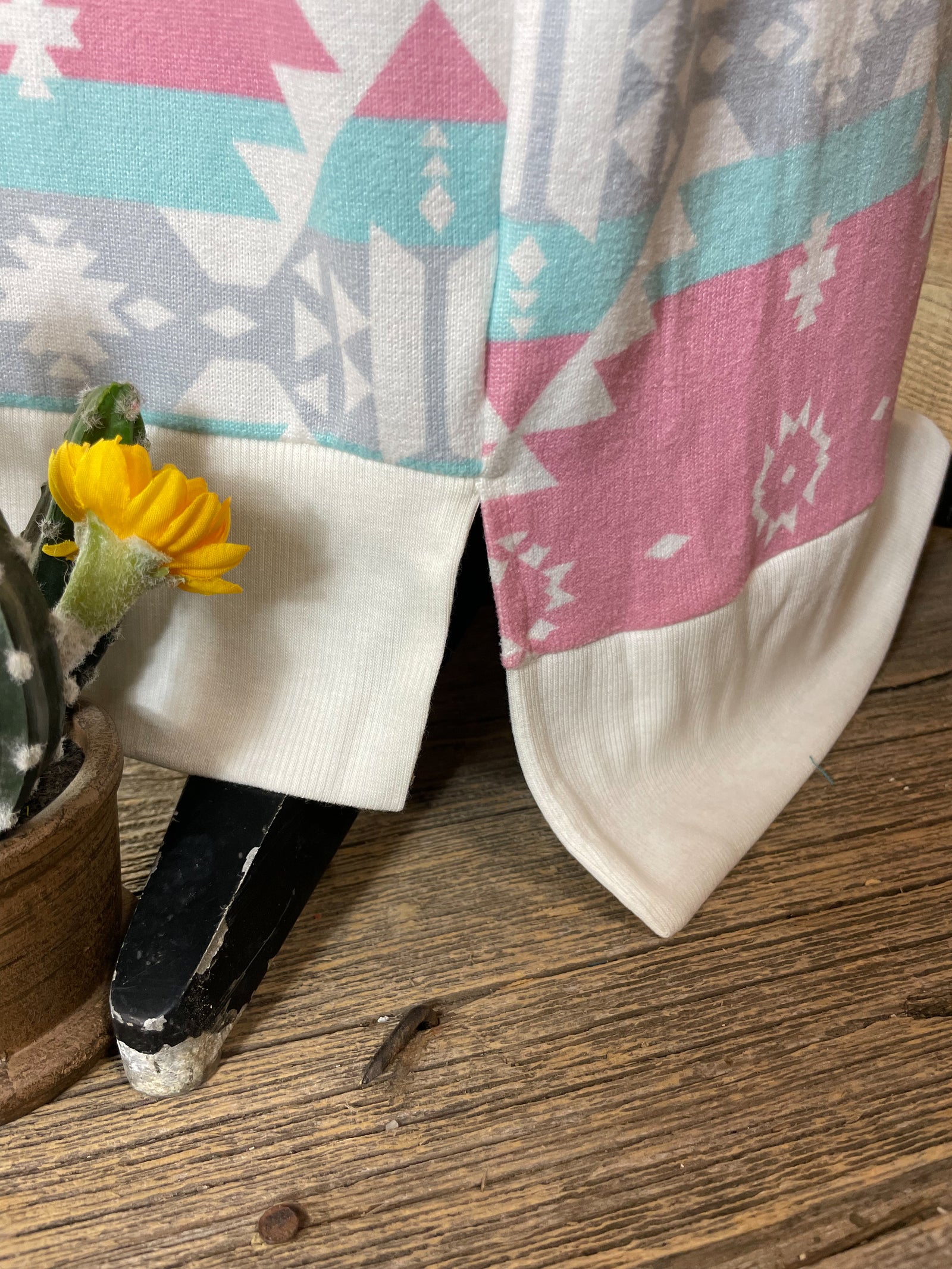 Mint/Pink Aztec Short Sleeve Top