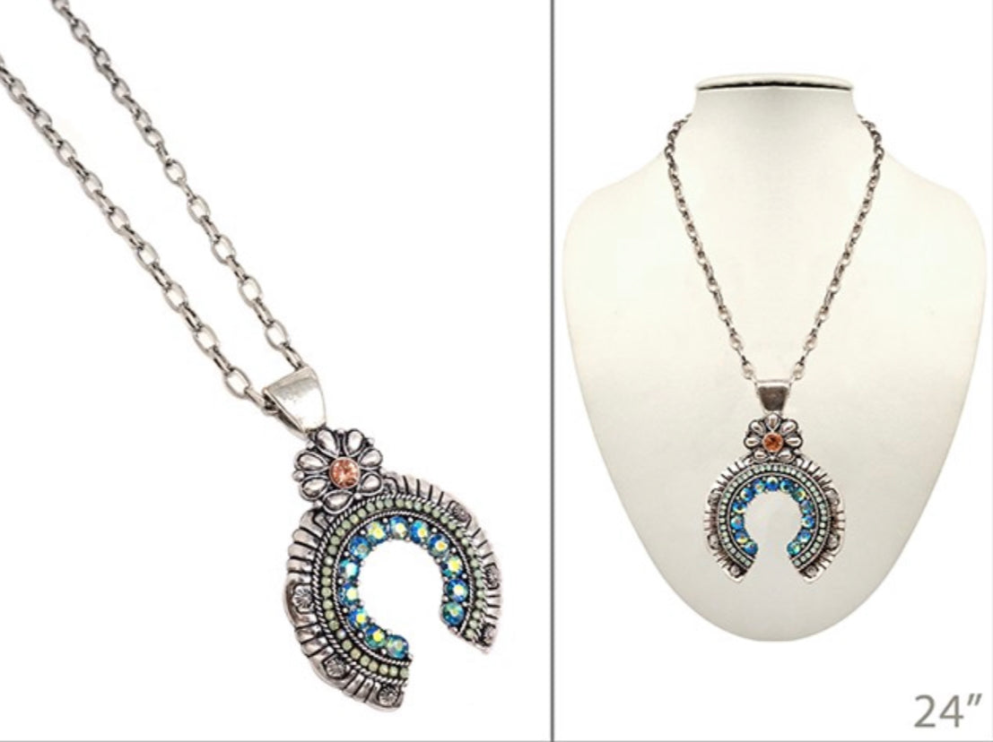Rhinestone Blue Naja Necklace
