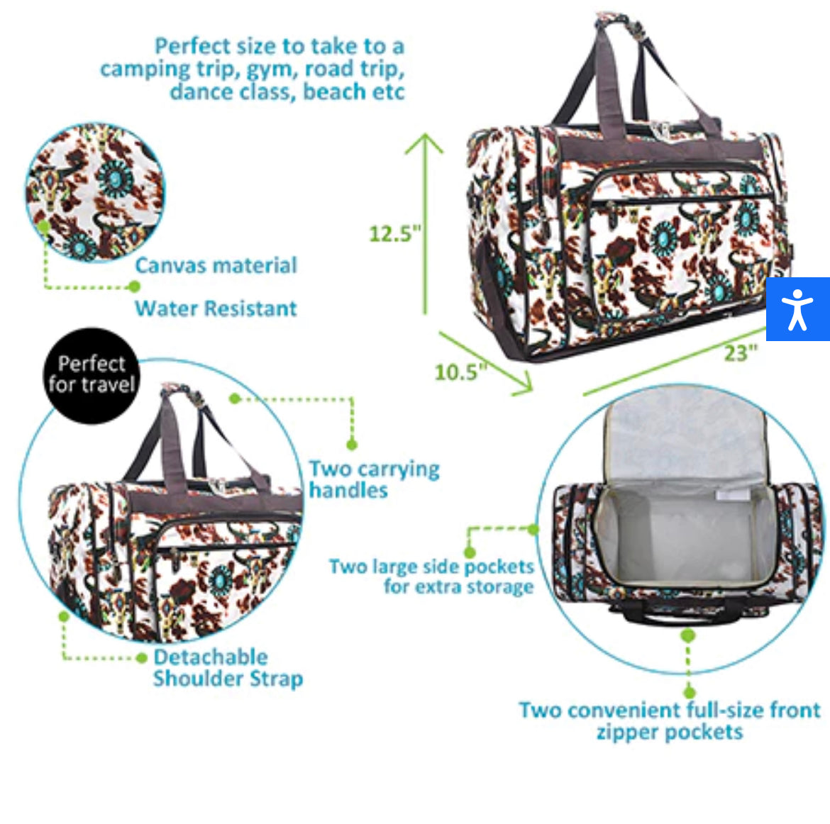 Bulls and Cows Canvas 23” Duffle Bag