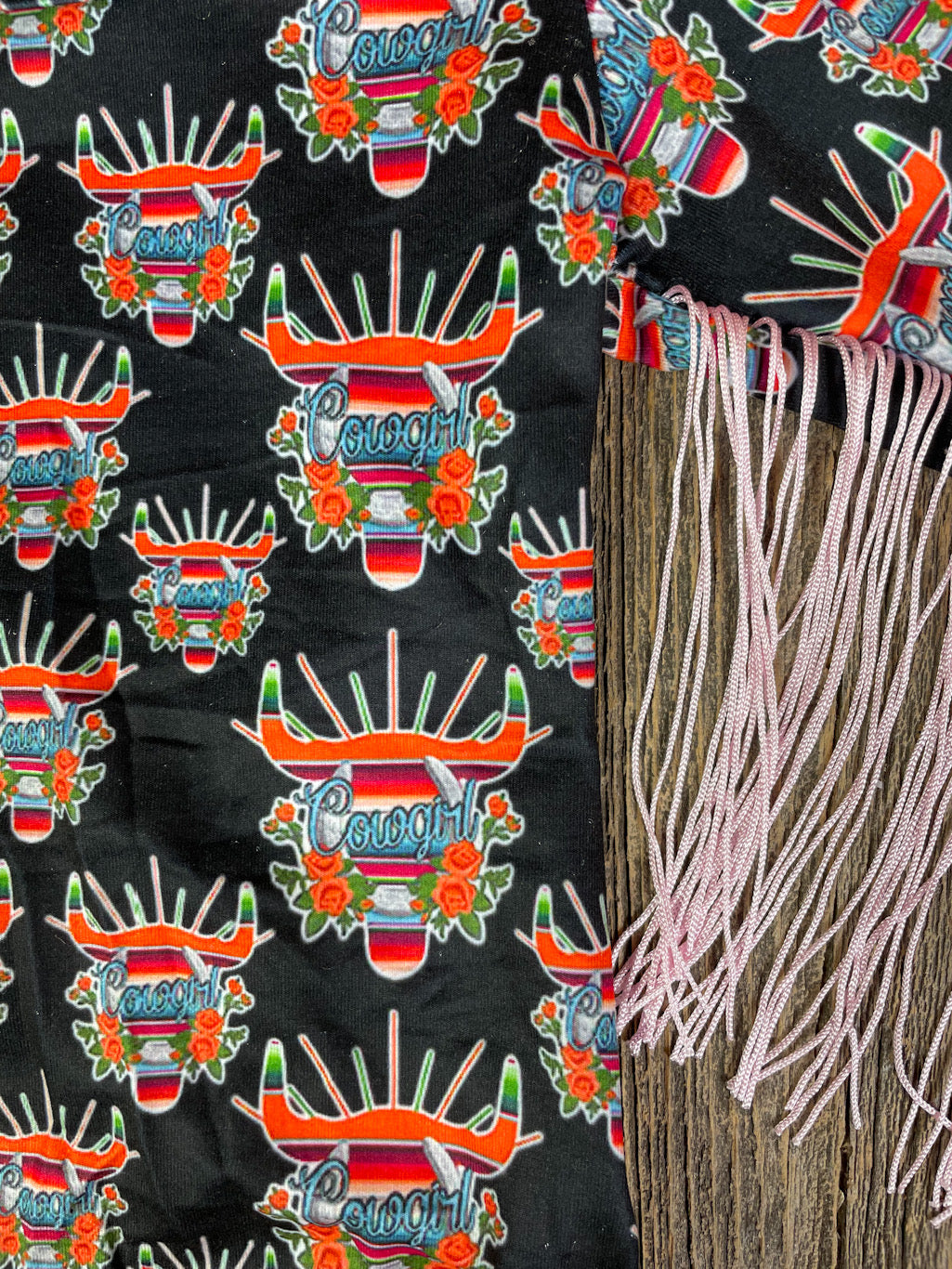 Cowgirl Cow Skull Fringe Body Suit