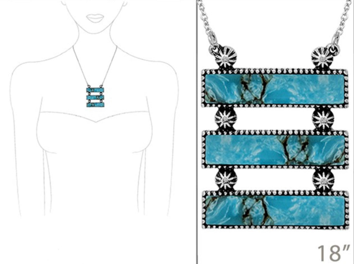 Triple Bar Turquoise Necklace