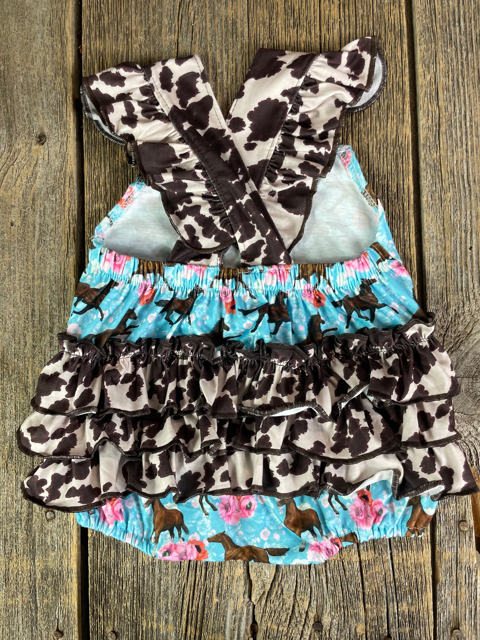 Horse, Cow Print & Floral Kids Romper