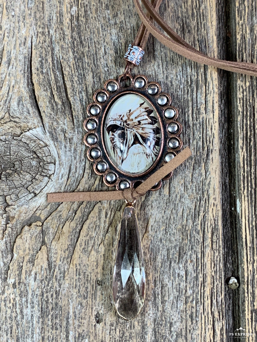 Native American Chief Leather Necklace