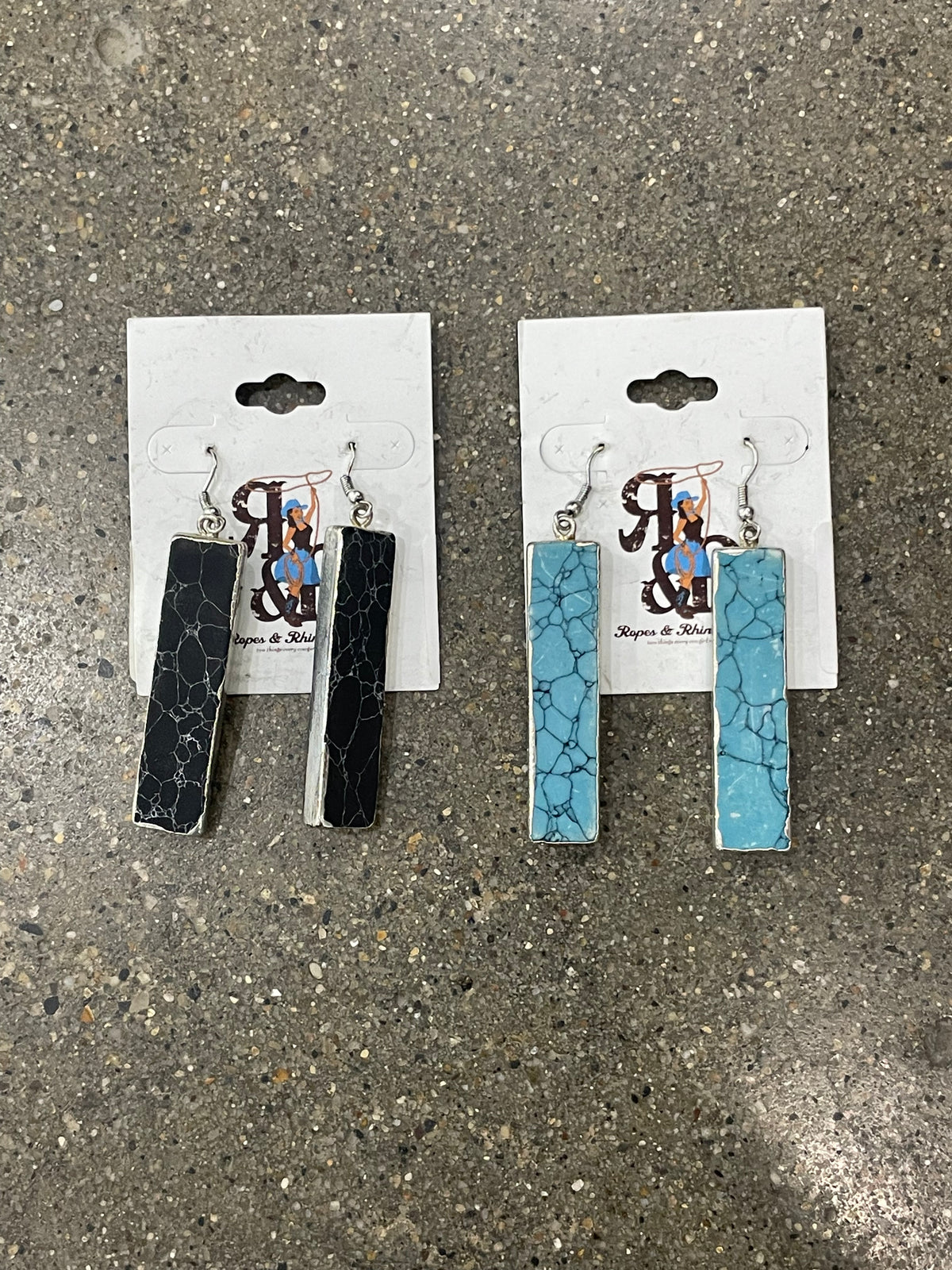 Stone Rectangle Earrings