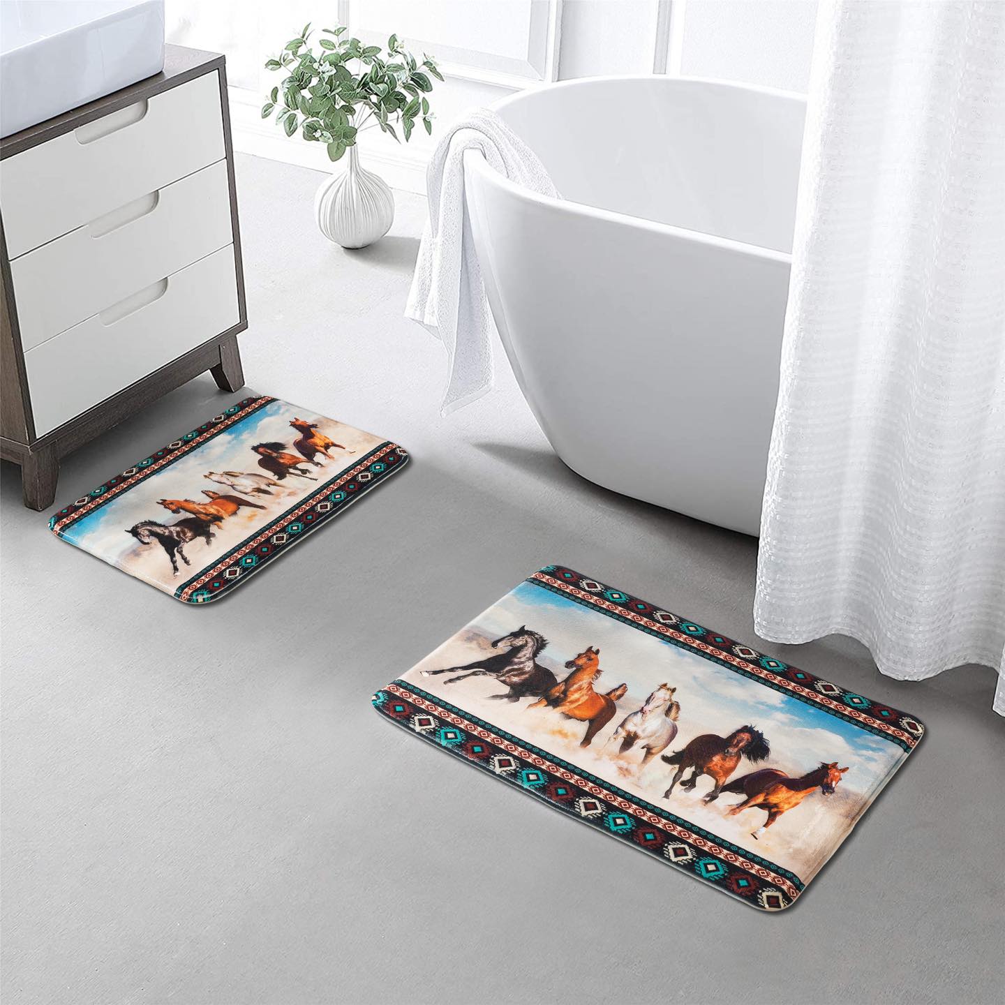 Western Print Bath Mat Set
