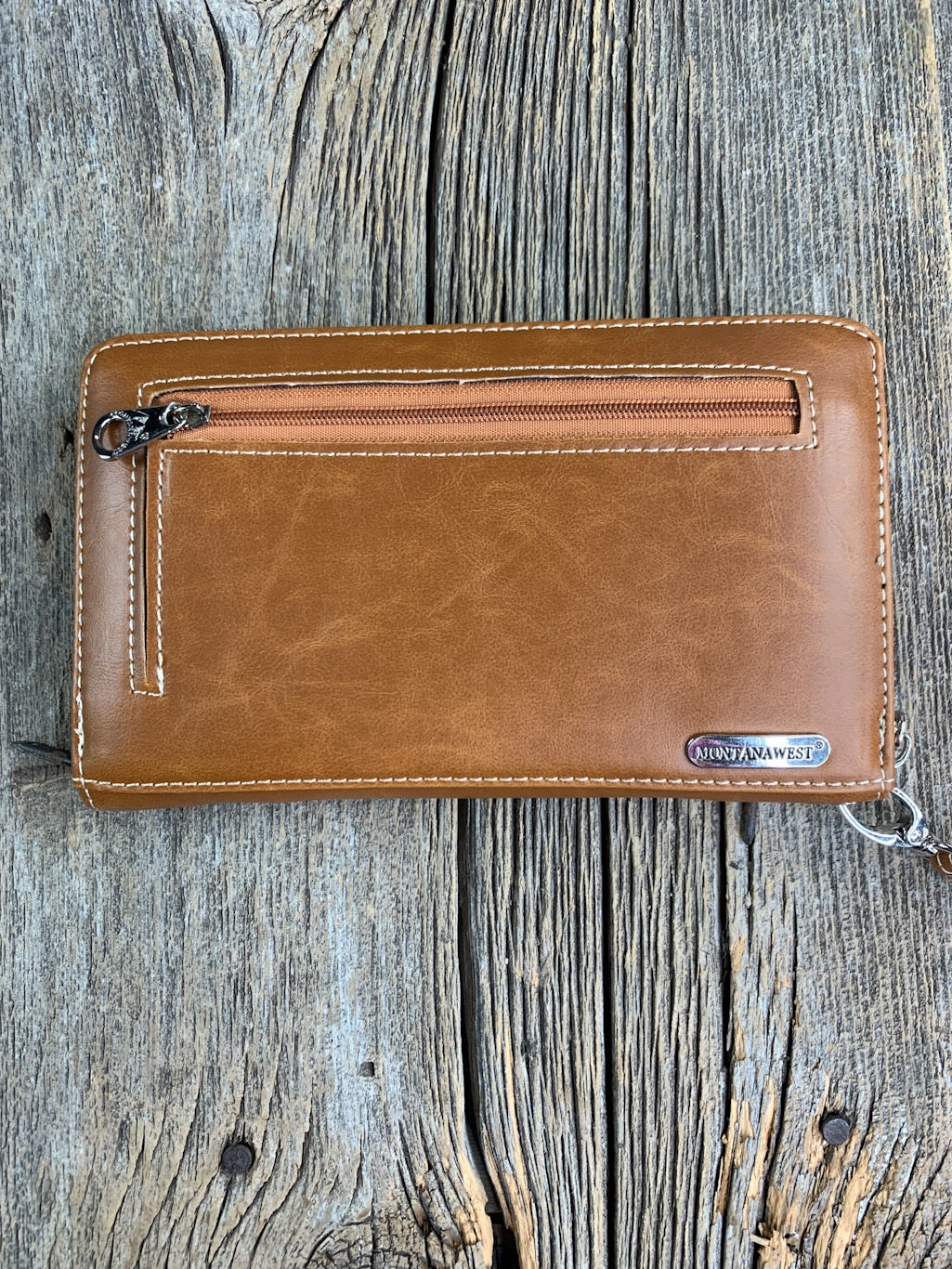 Tooled Leather Studded Wristlet/Wallet