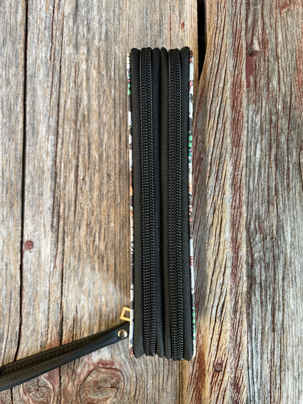 Cowhide Round Up Double Zip Wallet