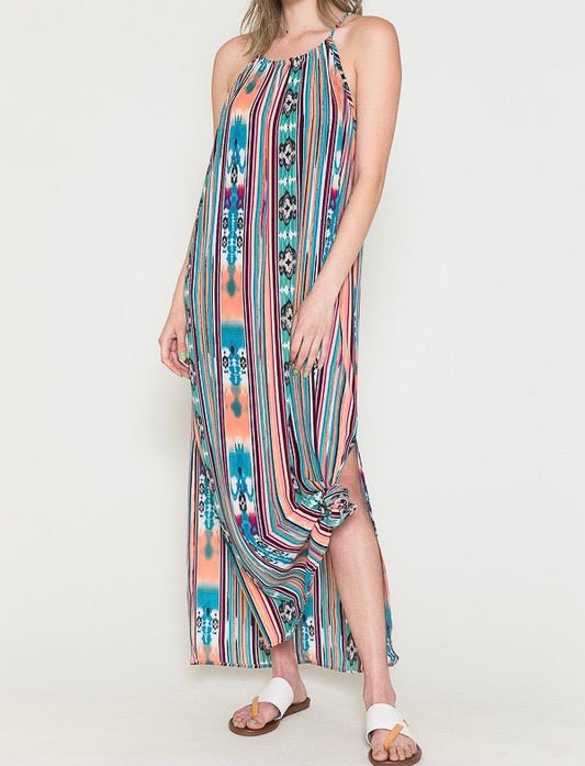 Watercolor Aztec Maxi Dress