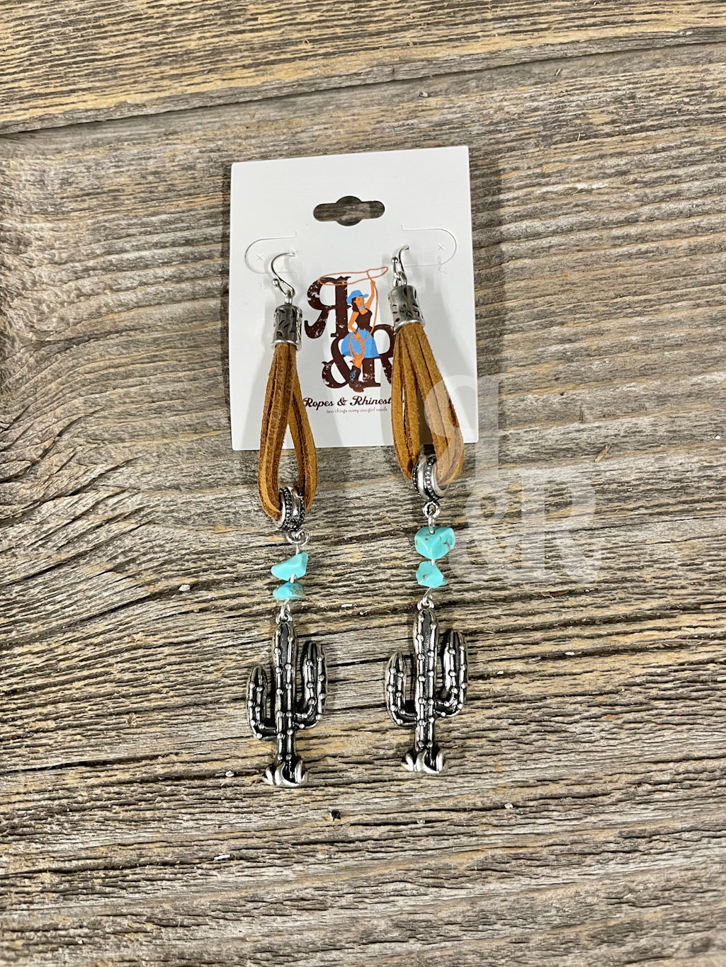 Cactus & Leather Earrings
