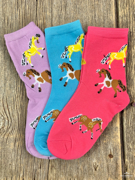 Youth pony print socks 3 pack