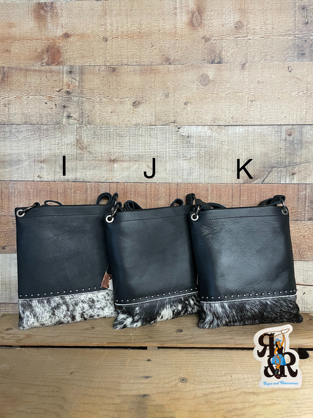 Cowhide Studded Crossbody Purse