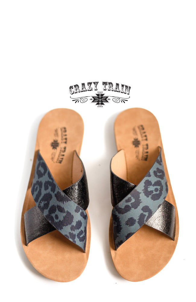 Beach Please Leopard Print Sandals