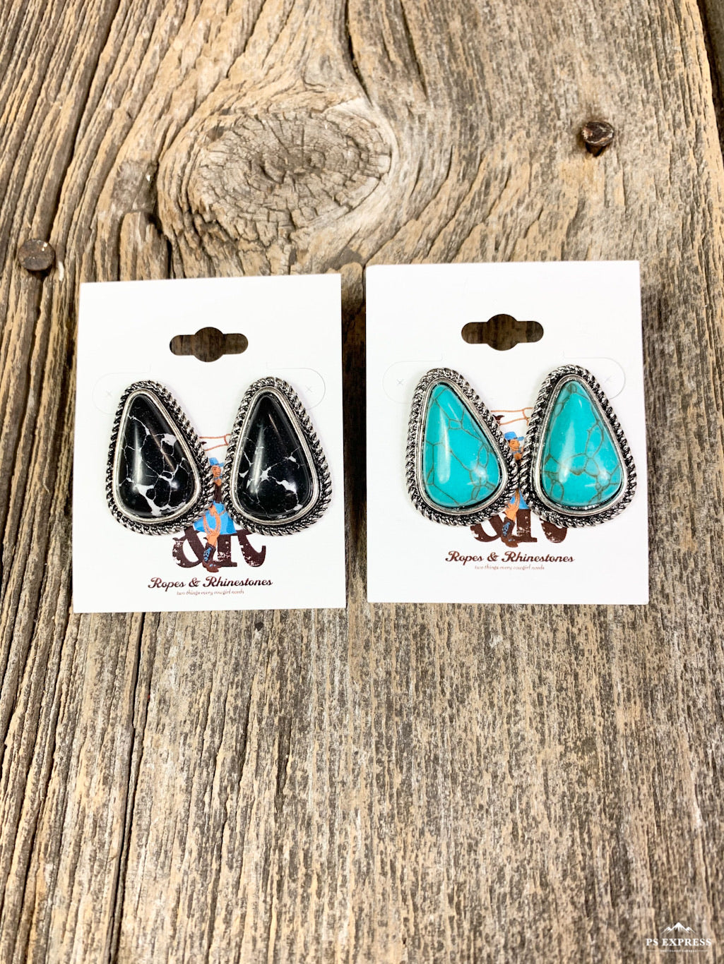 Large Tear Drop Stone Stud Earrings