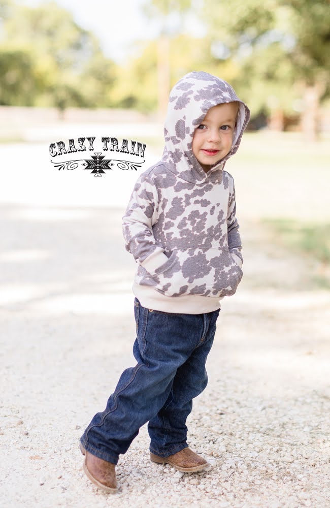 Cow Kiddo Cow Print Hoodie