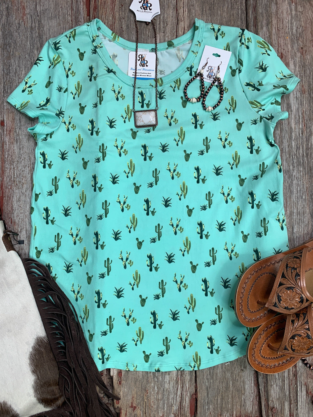 Turquoise cactus top