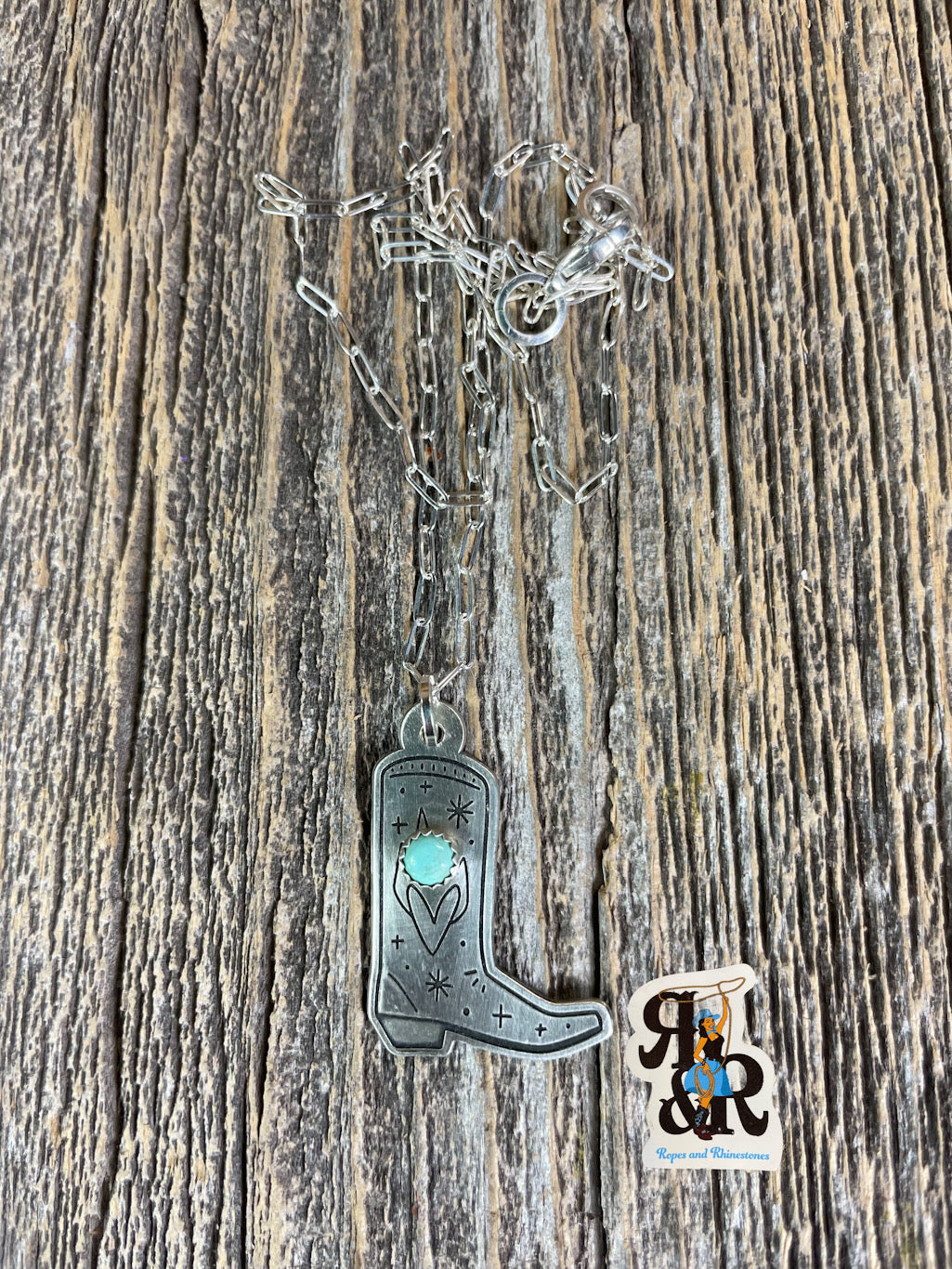 Cowboy Boot &amp; Turquoise Necklace