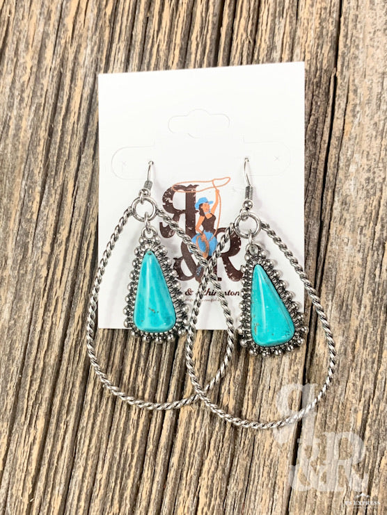 Twisted Rope Tear Drop Hoop Earrings