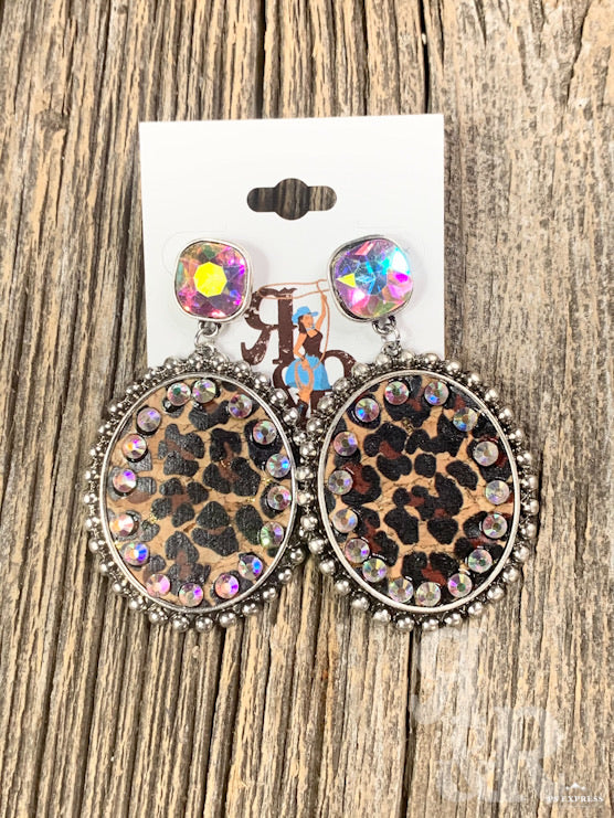 Rhinestone Leopard Earrings