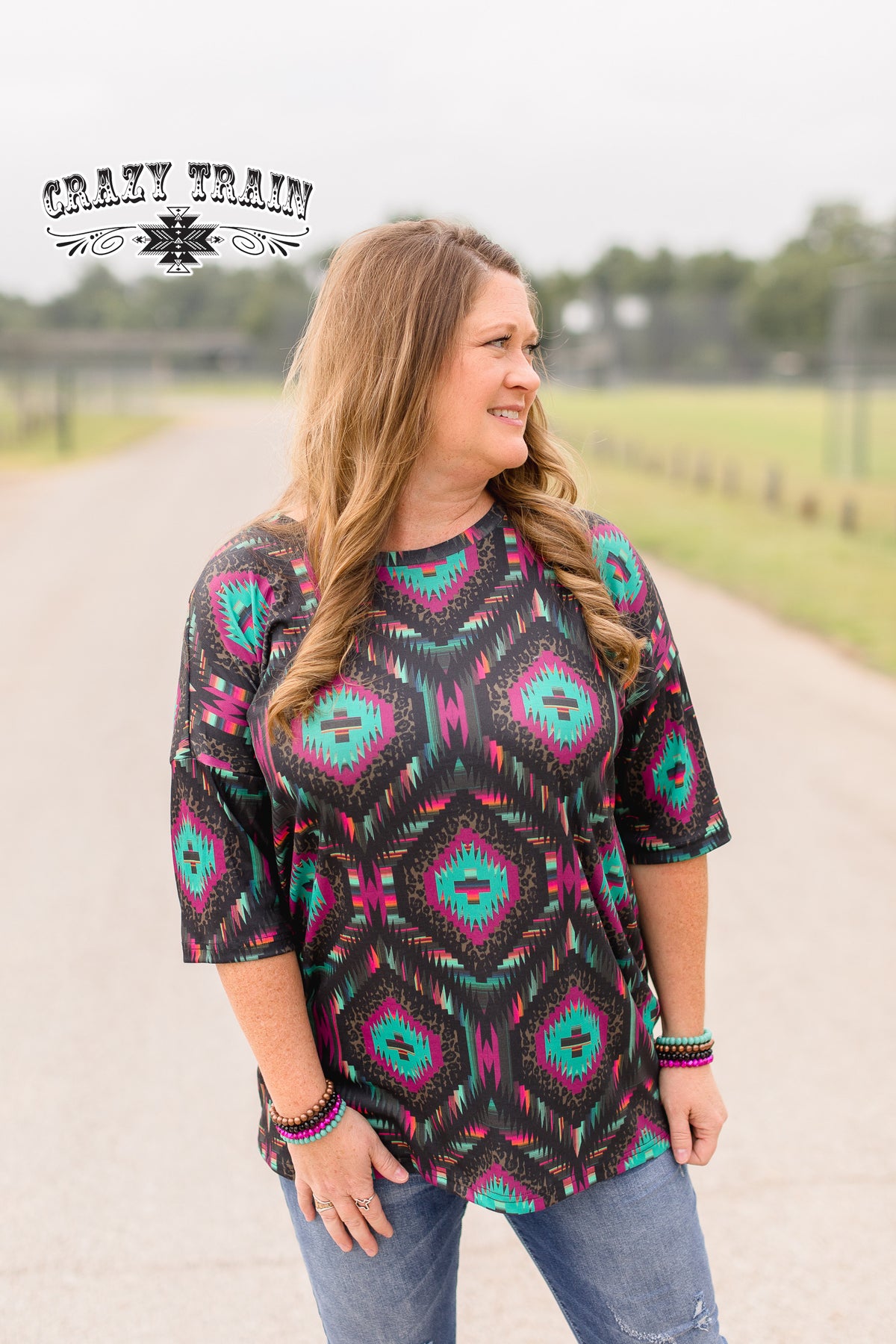 Spanish Springs Black Aztec Top