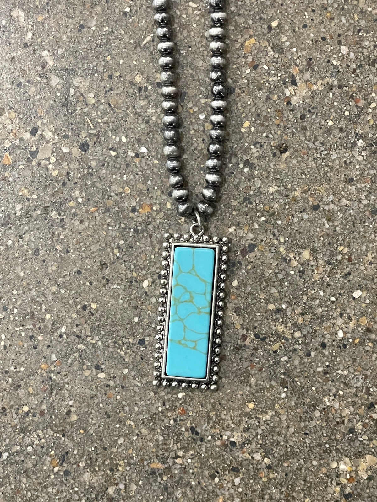 Rectangle Turquiose Pendant Necklace Set