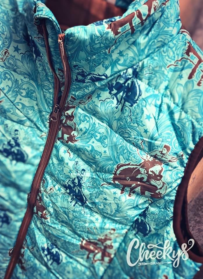 Bucking Bronc Turquoise Vest