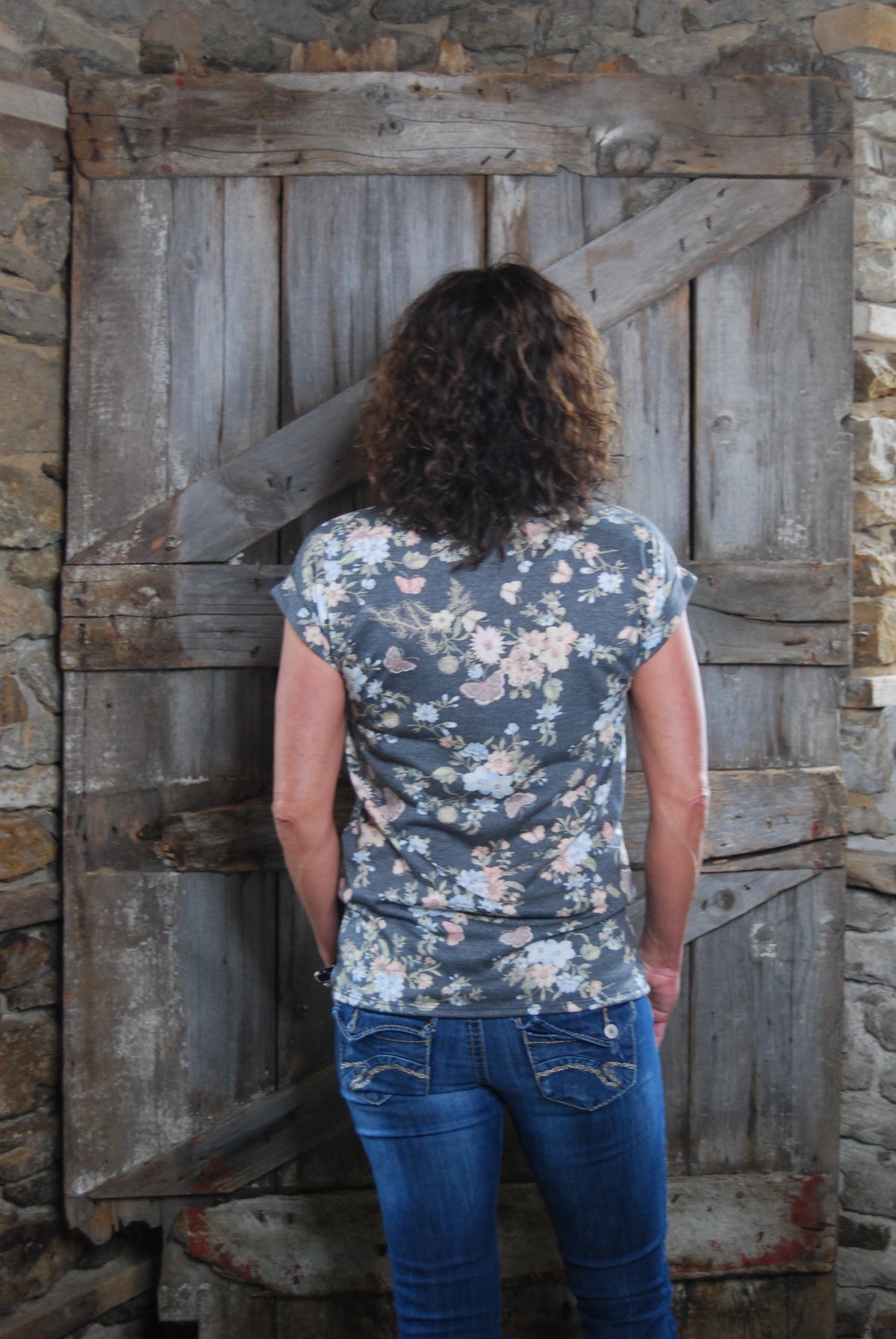 Floral Cuff Sleeve Tee