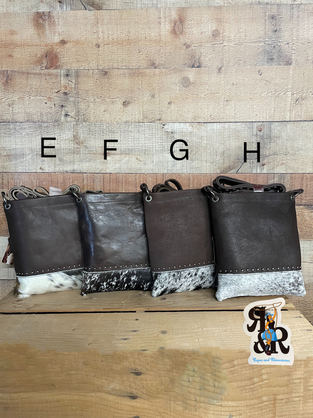 Cowhide Studded Crossbody Purse