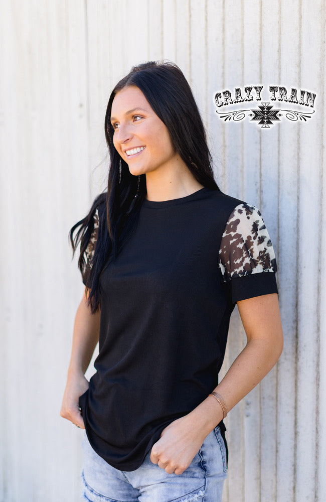 Cowabunga Cow Print Top