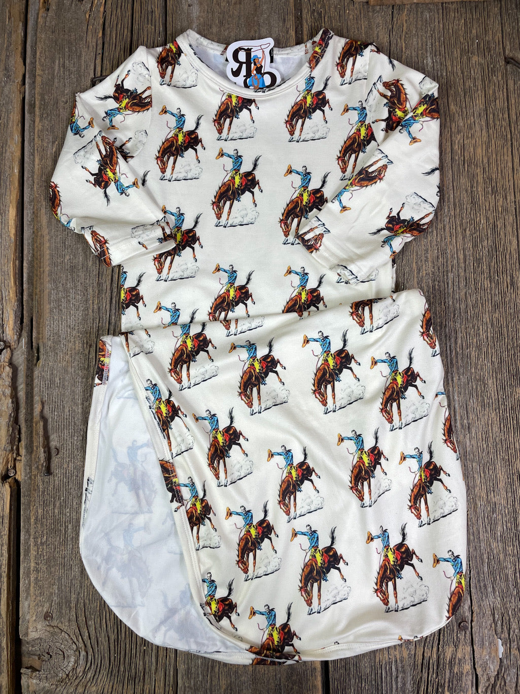 Vintage Bucking Bronc Baby Gown