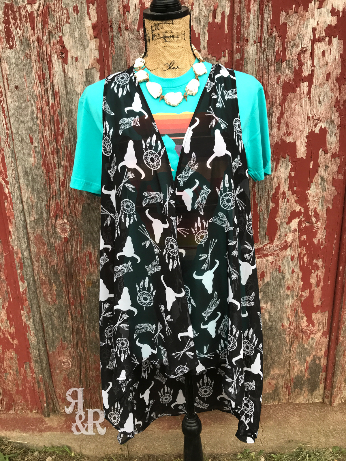 Western Cow Skull Print Vest