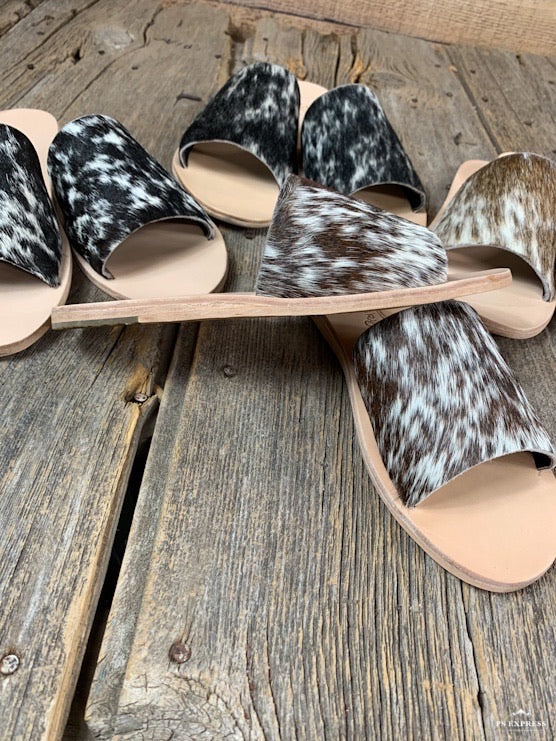 Cowhide Flat Sandals