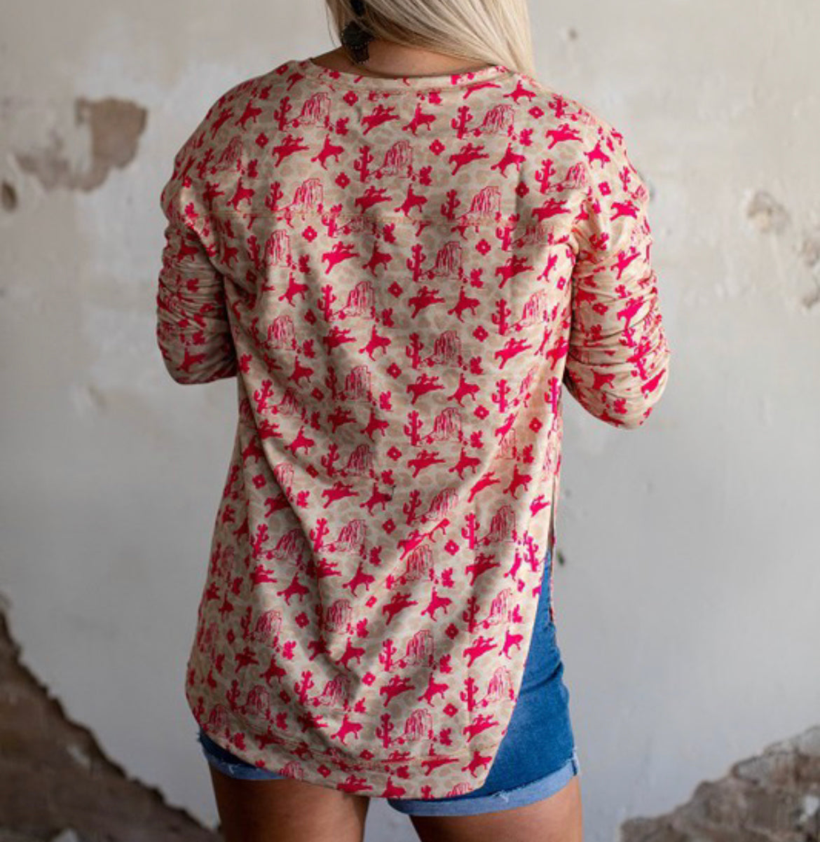 Desert Cowboy Pink Slit Top