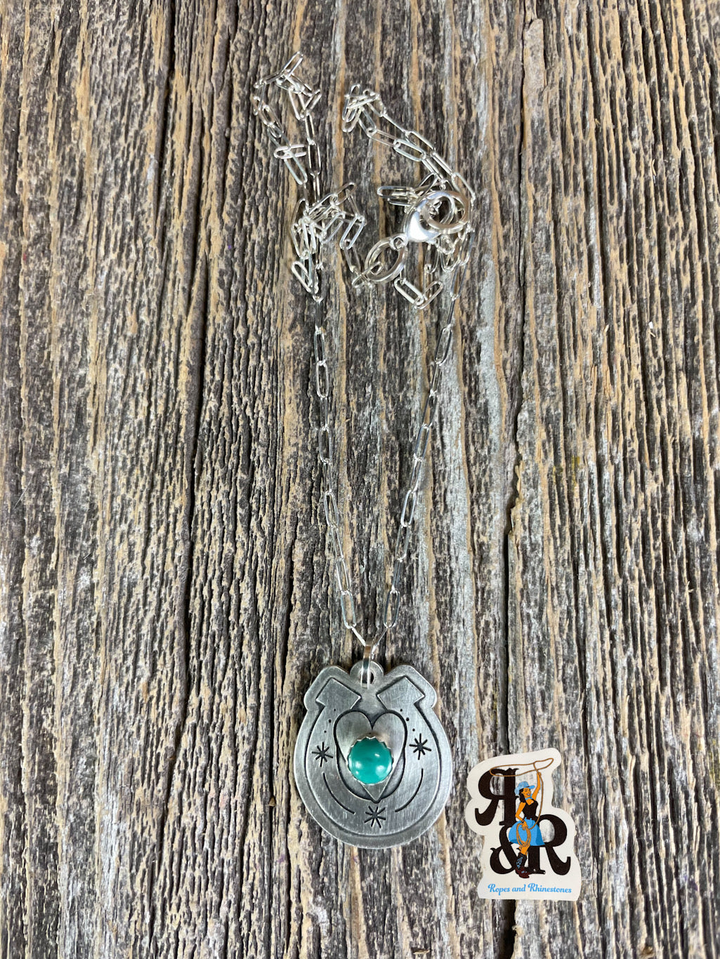 Horseshoe & Turquoise Necklace