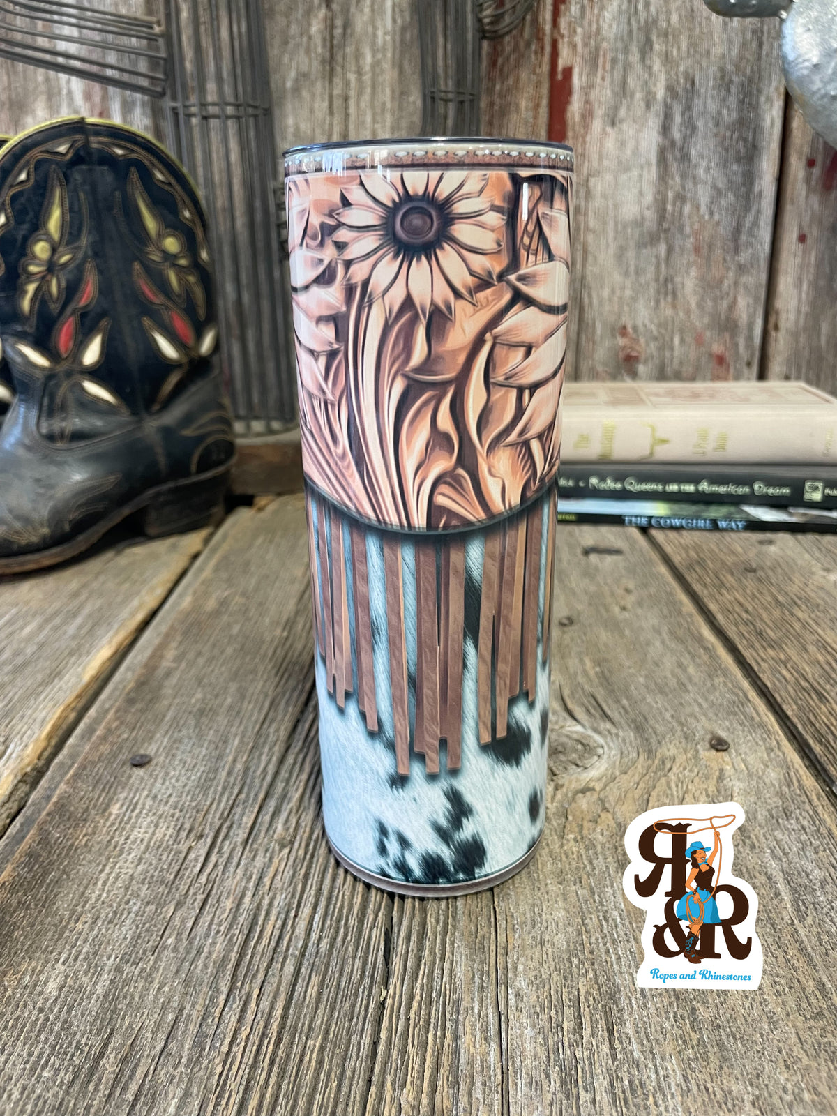 Cowhide &amp; Fringe Tumbler