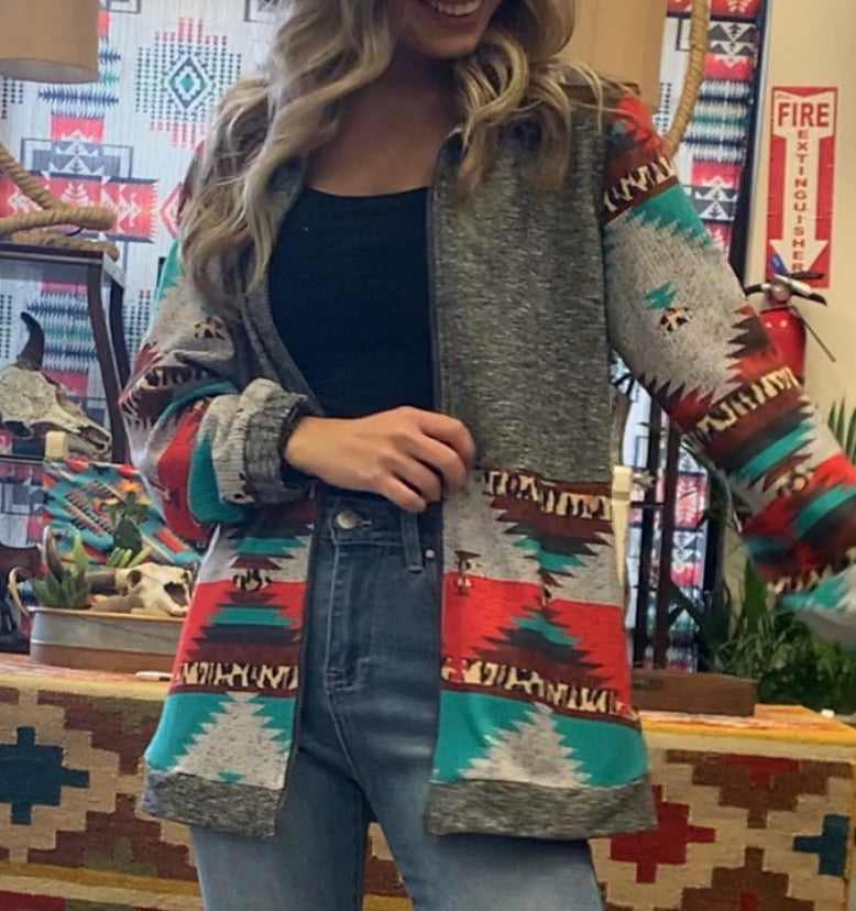 Aztec &amp; Leopard Zip Jacket
