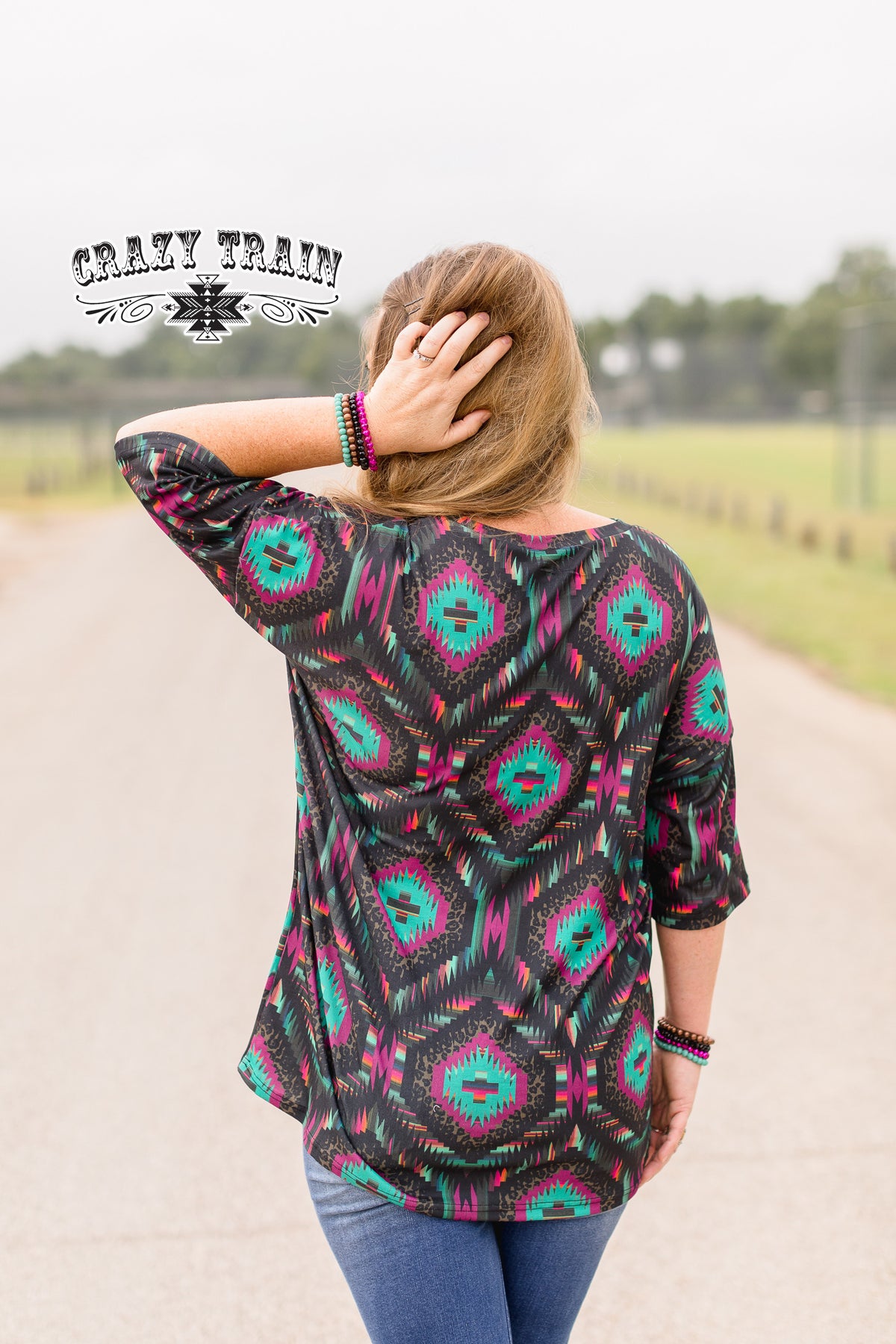 Spanish Springs Black Aztec Top
