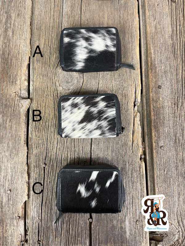 Cowhide Card Zipper Wallet