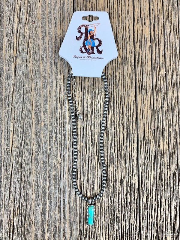 Navajo Pearl Choker Rectangle Pendant