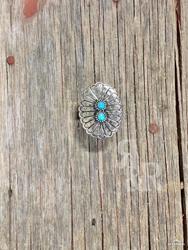 Double Turquoise Oval Concho Cabinet Knob