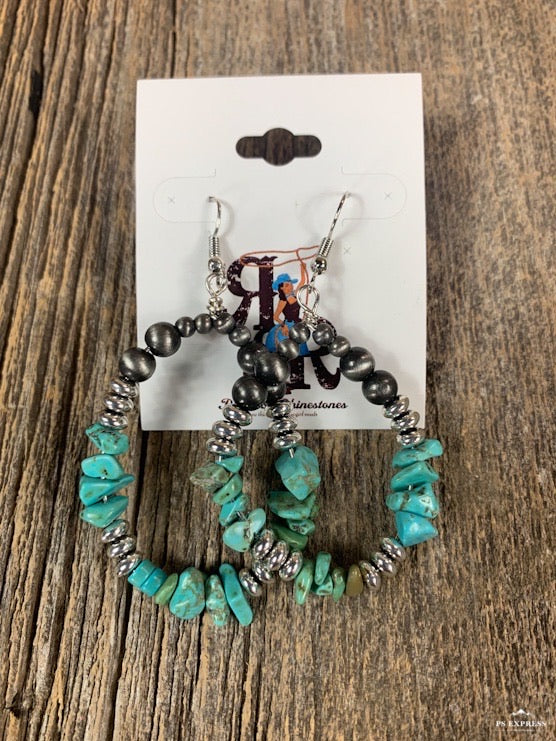 Turquoise Rock Steady Hoop Earrings